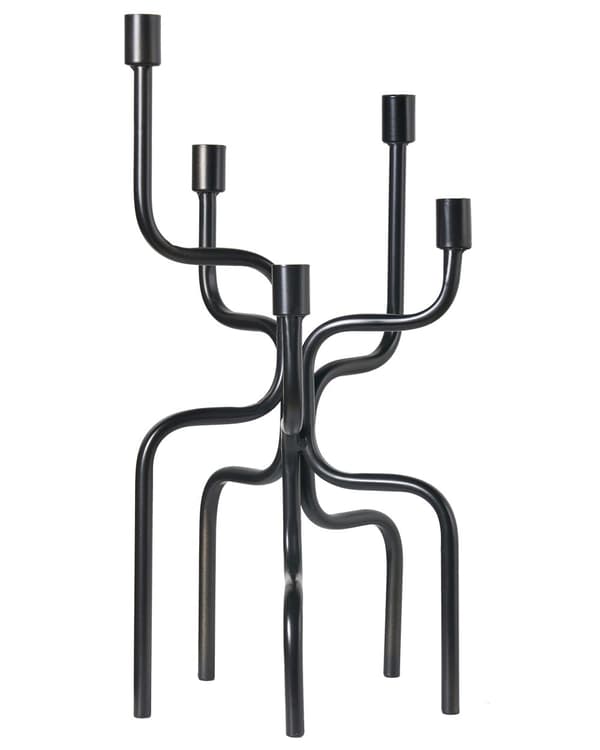 Lysestake Svart 5-armet Jern Moderne Minimalistisk Stil Design Dekorasjon