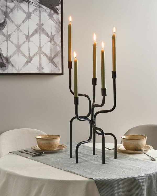 Lysestake Svart 5-armet Jern Moderne Minimalistisk Stil Design Dekorasjon