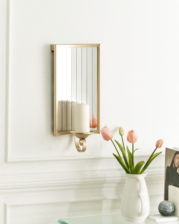 Vegglysestake Gull Jern Moderne Minimalistisk Design Dekorasjon med Speil