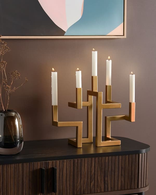 Lysestake Gull 5-armet Jern Moderne Minimalistisk Stil Design Dekorasjon