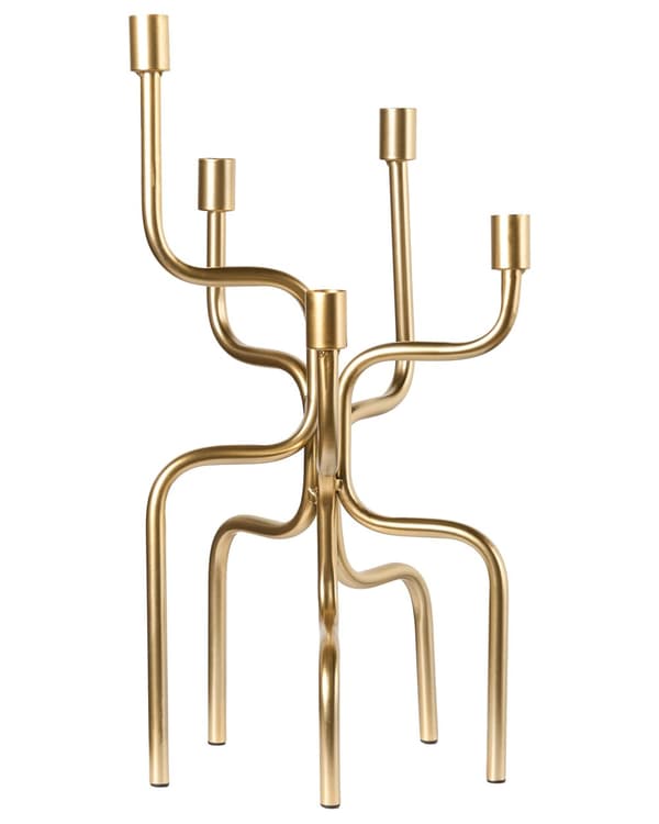 Lysestage Guld Jern 50 cm Snoet 5 Armet Stage Design Kertelysestage Flerarmet Kandelaber