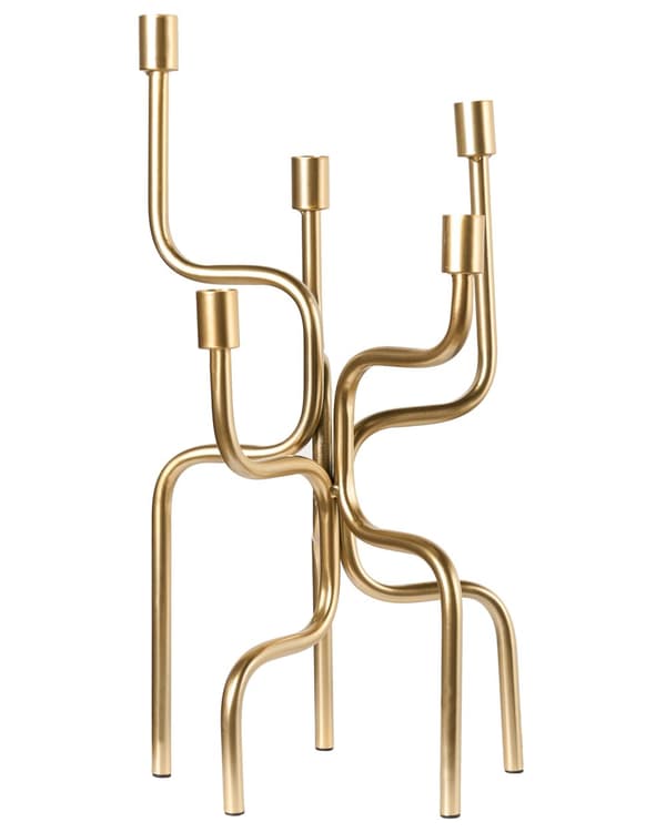 Lysestage Guld Jern 50 cm Snoet 5 Armet Stage Design Kertelysestage Flerarmet Kandelaber