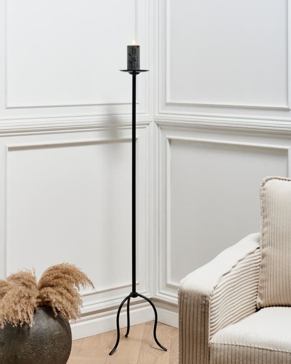 Lysestake Svart Metall 120 cm Moderne stil Kubbelys Gulvlysestake Dekor Interiør