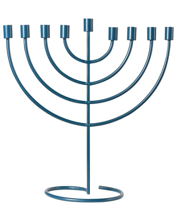 Lysestage Blå Jern 50 cm Menorah 9 Armet Stage Design Kertelysestage Flerarmet Kandelaber