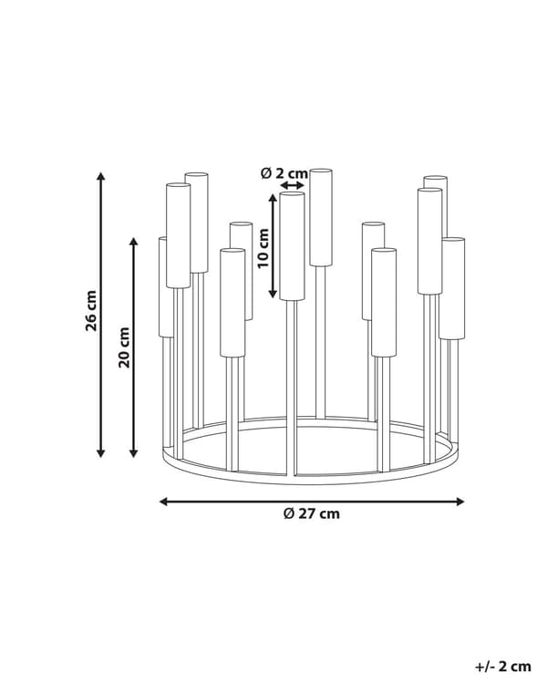 Lysestage Guld Jern 26 cm Rund 12 Armet Stage Gyldent Design Kertelysestage Flerarmet Kandelaber
