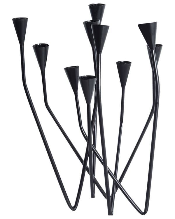 Lysestage Sort Jern 50 cm 10 Armet Stage Design Kertelysestage Flerarmet Kandelaber