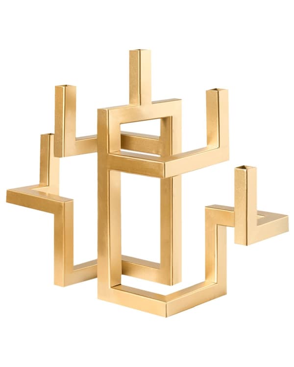 Lysestage Guld Jern 30 cm Snoet 5 Armet Stage Kubus Design Kertelysestage Flerarmet Kandelaber