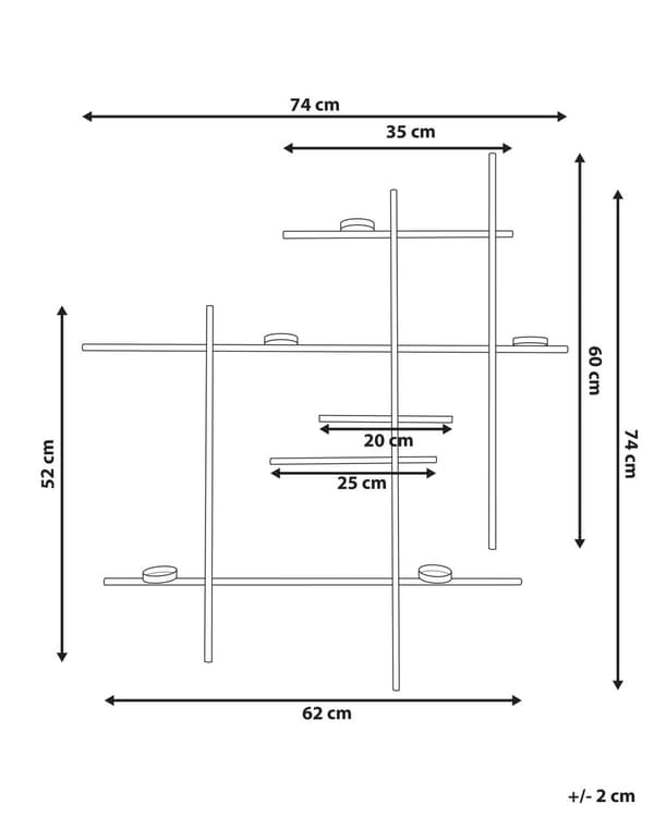 Væglysestage Sort Jern 74 x 74 cm Fyrfadsstage Stage til Fyrfadslys Lysestage til Væg Stearinlysholder