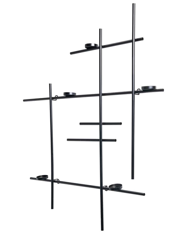 Væglysestage Sort Jern 74 x 74 cm Fyrfadsstage Stage til Fyrfadslys Lysestage til Væg Stearinlysholder
