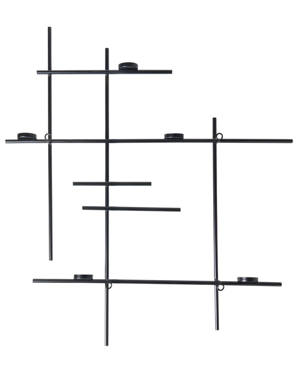 Væglysestage Sort Jern 74 x 74 cm Fyrfadsstage Stage til Fyrfadslys Lysestage til Væg Stearinlysholder