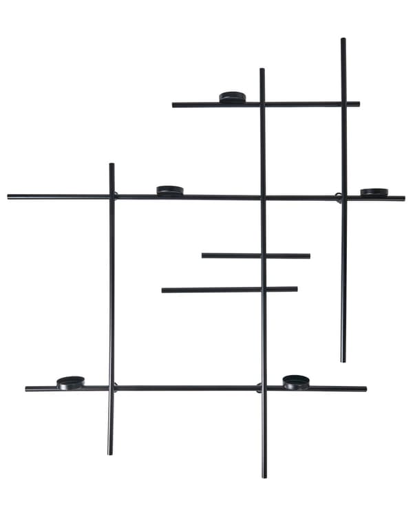 Væglysestage Sort Jern 74 x 74 cm Fyrfadsstage Stage til Fyrfadslys Lysestage til Væg Stearinlysholder