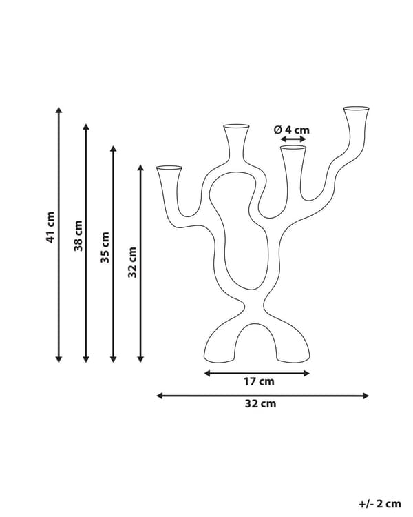 Lysestage Sølv Jern 41 cm Asymmetrisk 4 Armet Stage Gren Design Kertelysestage Flerarmet Kandelaber