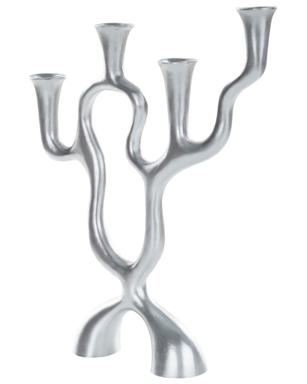 Lysestage Sølv Jern 41 cm Asymmetrisk 4 Armet Stage Gren Design Kertelysestage Flerarmet Kandelaber