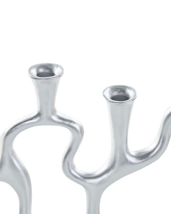 Lysestage Sølv Jern 41 cm Asymmetrisk 4 Armet Stage Gren Design Kertelysestage Flerarmet Kandelaber