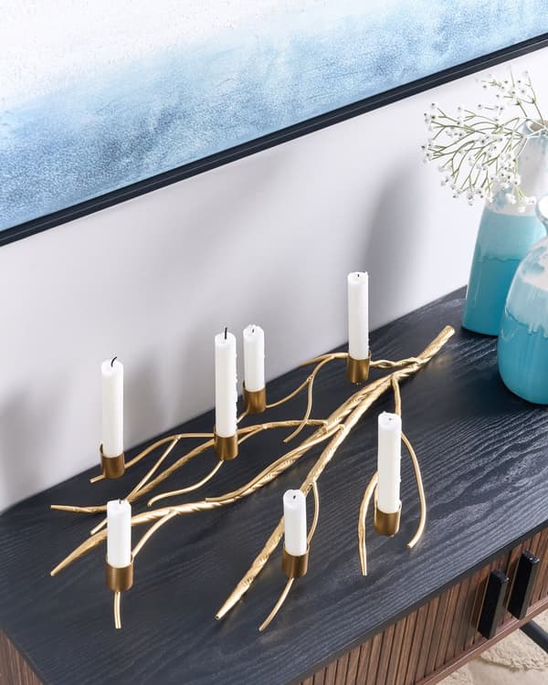 Lysestage Guld Jern 63 cm Forgrenet 7 Armet Stage Gren Design Kertelysestage Flerarmet Kandelaber