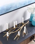 Miniatyrbillede 4 af 6: Lysestage Guld Jern 63 cm Forgrenet 7 Armet Stage Gren Design Kertelysestage Flerarmet Kandelaber