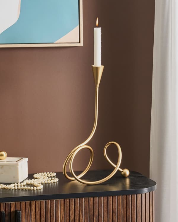 Lysestage Guld Jern 40 cm Snoet Kertelysestage Stage til Kertelys Moderne Stearinlysholder Design