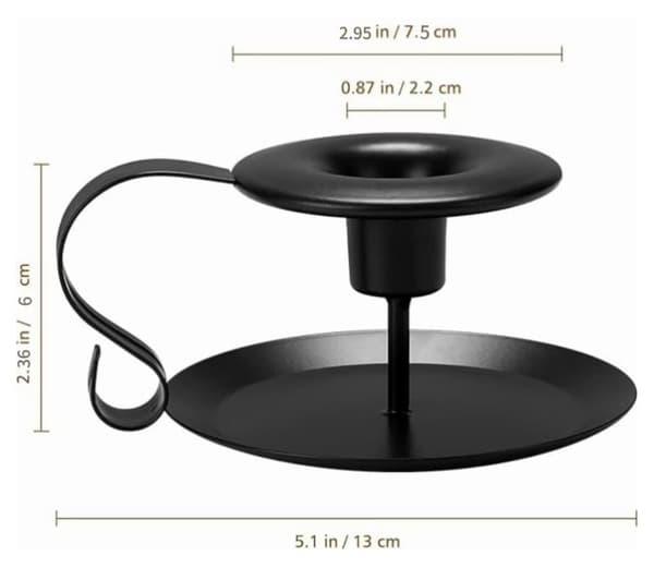 Metal jern lysestage med håndtag design til tekop, 2-delt sæt