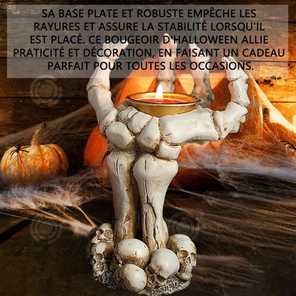 INN Halloween Ljusstake Gothic Skelett Ljusstake Halloween Resin Ljusstake Skrämmande skalleformad dekoration Bla