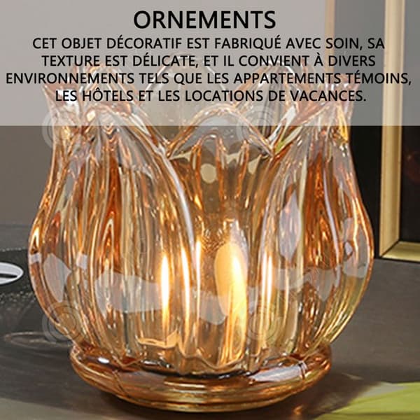 INN Ornaments 6,5x6cm tulpanljusstake i krickat glas bordsdekoration doftljus inredning små dekorativa föremål