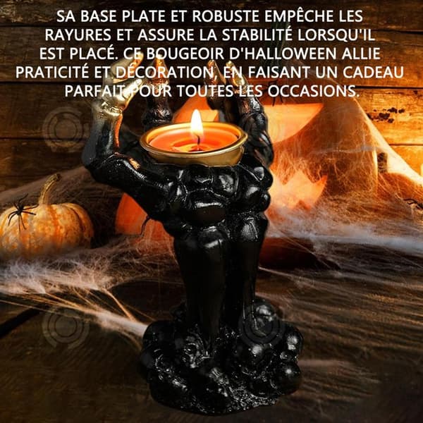 INN Halloween Ljusstake Gothic Skelett Ljusstake Halloween Resin Ljusstake Skrämmande skalleformad dekoration Svart
