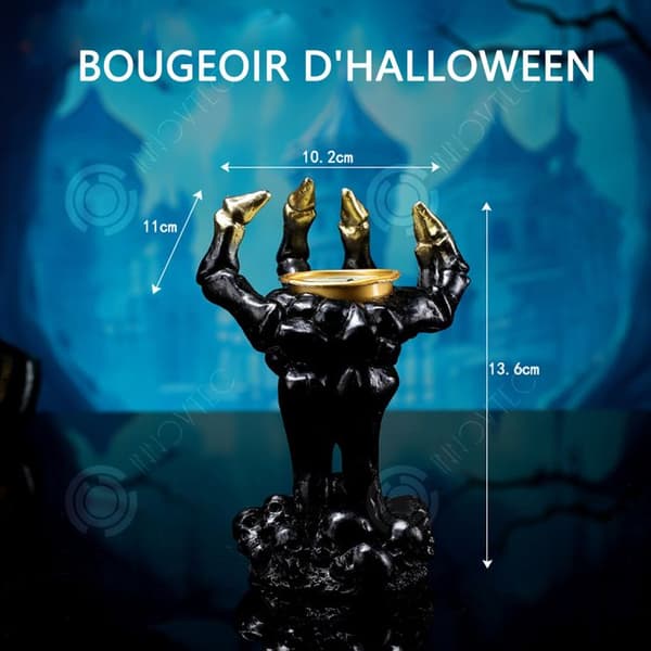 INN Halloween Ljusstake Gothic Skelett Ljusstake Halloween Resin Ljusstake Skrämmande skalleformad dekoration Svart