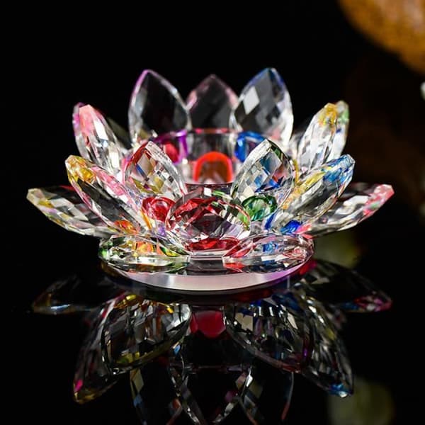 Deessesale® Kristallglas Lotus Blomma Ljus Värmeljushållare Buddhist LjusstakeZJW11249090