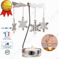 Miniatyrbild 1 av 4: TD® Roterande ljushållare för juldekoration silver metall bord prydnad snöflinga gran ren snö stjärnor