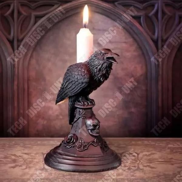 TD® Halloween Crow Ljushållare 16,5*10,5 cm Gotisk stil skrivbordsdekoration Lämplig för Halloween-dekoration