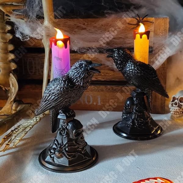 TD® Halloween Crow Ljushållare 16,5*10,5 cm Gotisk stil skrivbordsdekoration Lämplig för Halloween-dekoration