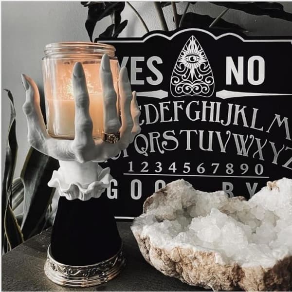 Bougeoir Halloween - ZERONE - Kandelaber i Resin - Handform - Festdekoration - 25 cm