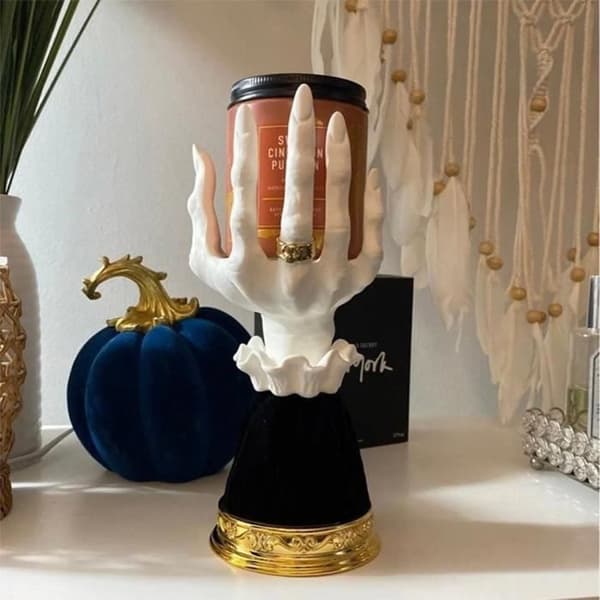 Bougeoir Halloween - ZERONE - Kandelaber i Resin - Handform - Festdekoration - 25 cm