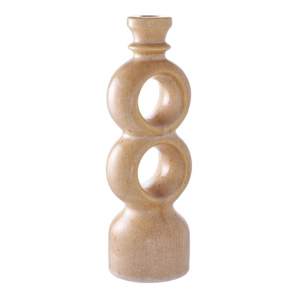 Lysestager, keramik, 13,5x8,8x23,4 cm, brun