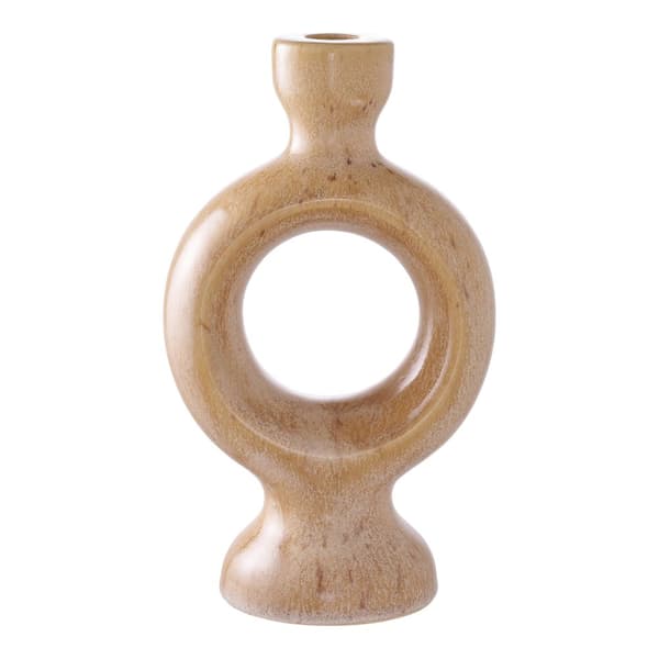 Ljusstake, keramik, 13.5x8.8x23.4 cm, Brun