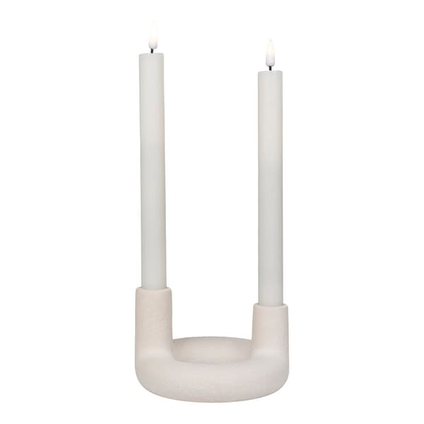 Lysestager, keramik, 13x8,5 cm, beige