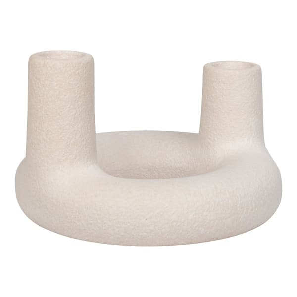 Lysestager, keramik, 13x8,5 cm, beige