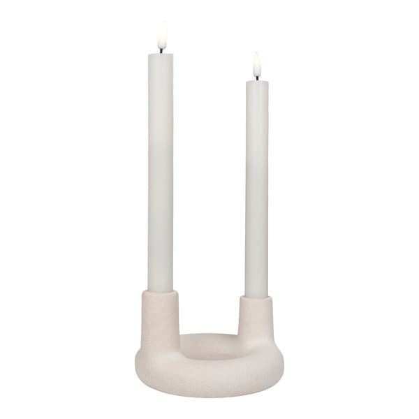 Lysestager, keramik, 13x8,5 cm, beige