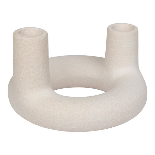 Lysestager, keramik, 13x8,5 cm, beige