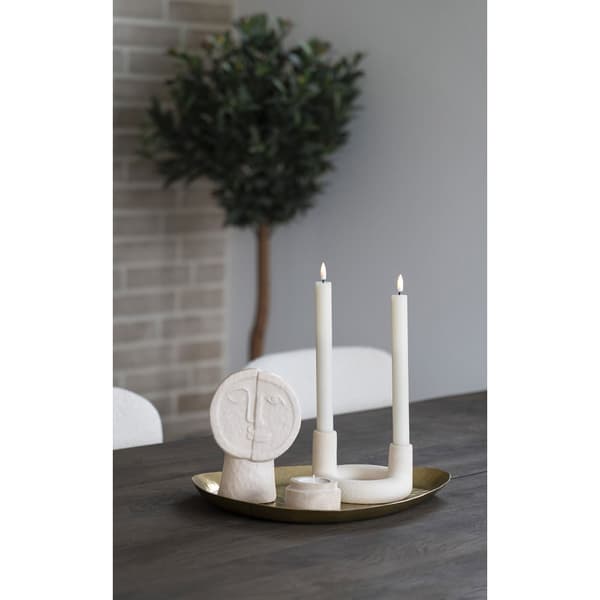 Lysestager, keramik, 13x8,5 cm, beige