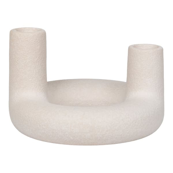 Lysestager, keramik, 13x8,5 cm, beige