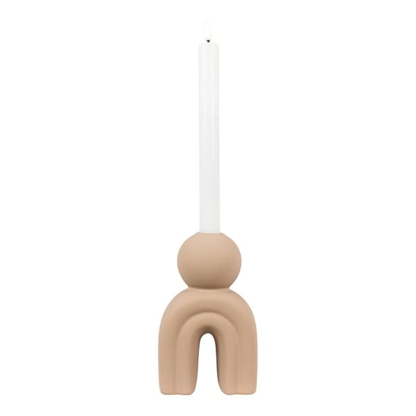Stearinlys Holder, Keramik, 10,5x6,5x17 cm, Brun