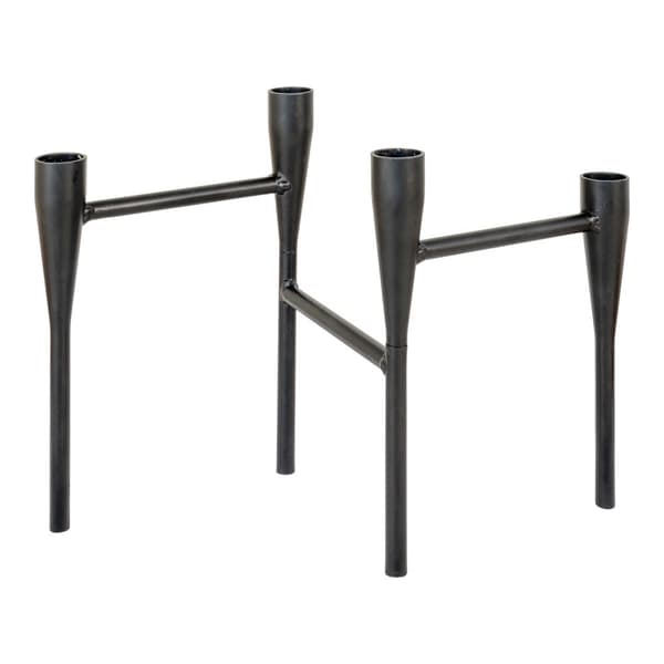 Ljusstake, Metall, 15x28x21 cm, Svart