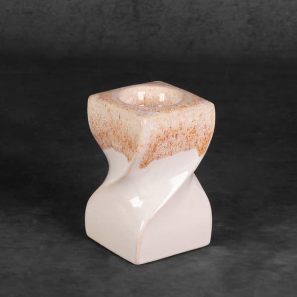 Koristeellinen kynttilänjalka RUBEN 8x8x12 Eurofirany kermanbeige ombre epäsymmetrinen