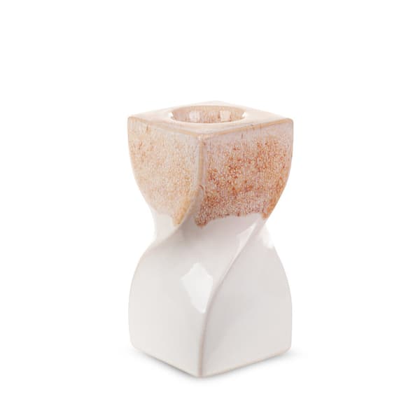 Dekorativ ljusstake RUBEN 8x8x16 Eurofirany krämbeige ombre asymmetrisk