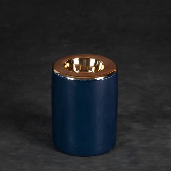Dekorativ ljusstake AMORA1 7x10 Eurofirany marinblått guld cylindrisk blank yta