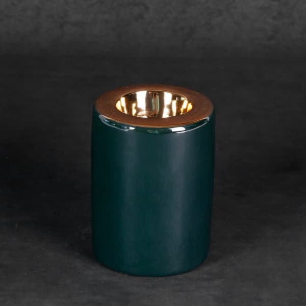 Dekorativ ljusstake AMORA2 7x10 Eurofirany grönguld cylindrisk blank yta