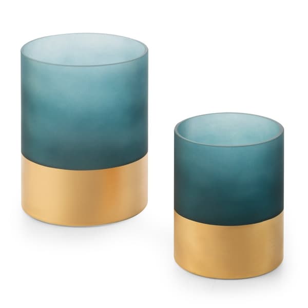 Dekorativ ljusstake LOTOS9 15x20 Eurofirany turkost guld i form av en cylinder