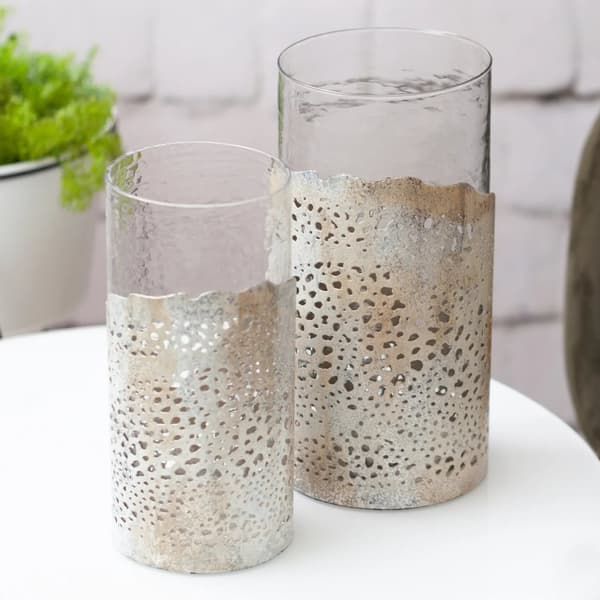 Koristeellinen kynttilänjalka DIMON 13x27 Eurofirany beige läpinäkyvä metallikoriste