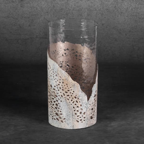 Koristeellinen kynttilänjalka DIMON 13x27 Eurofirany beige läpinäkyvä metallikoriste