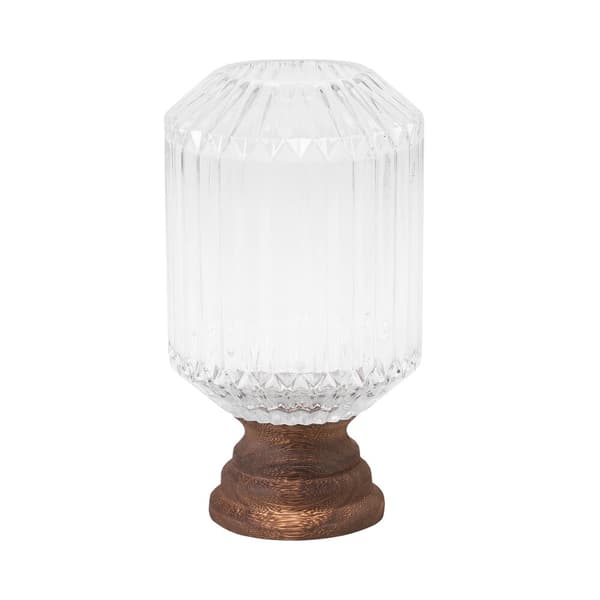 GRACE1 dekorativ ljusstake 15x26 Eurofirany vit brunt glas + trä